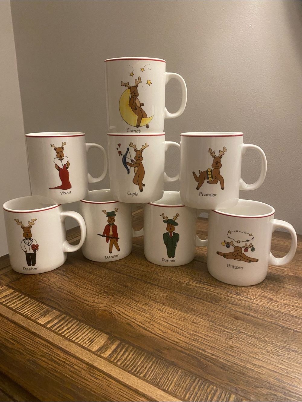 LTD Commodities Reindeer Mugs Set of 8 EUC